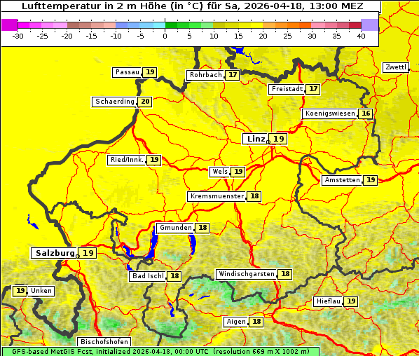 Temperatur, 18. 4. 2026