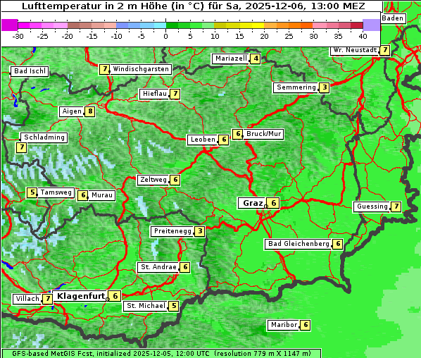 Temperatur, 6. 12. 2025