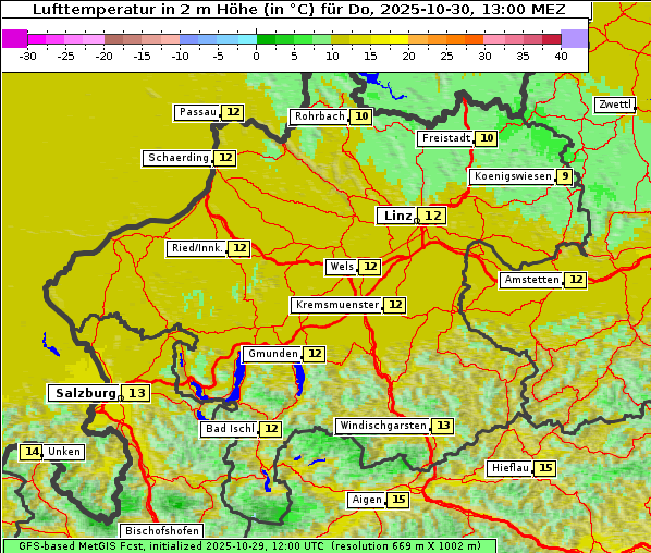 Temperatur, 30. 10. 2025