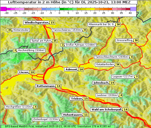 Temperatur, 21. 10. 2025