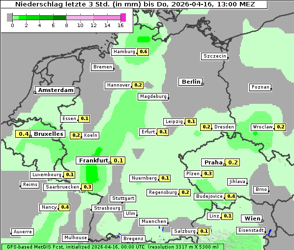 Niederschlag, 16. 4. 2026