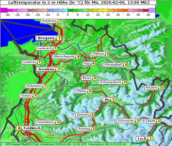 Temperatur, 9. 2. 2026