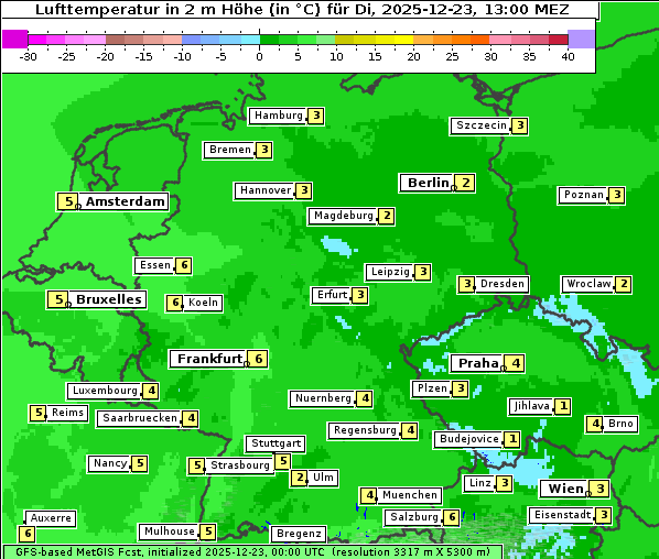 Temperatur, 23. 12. 2025