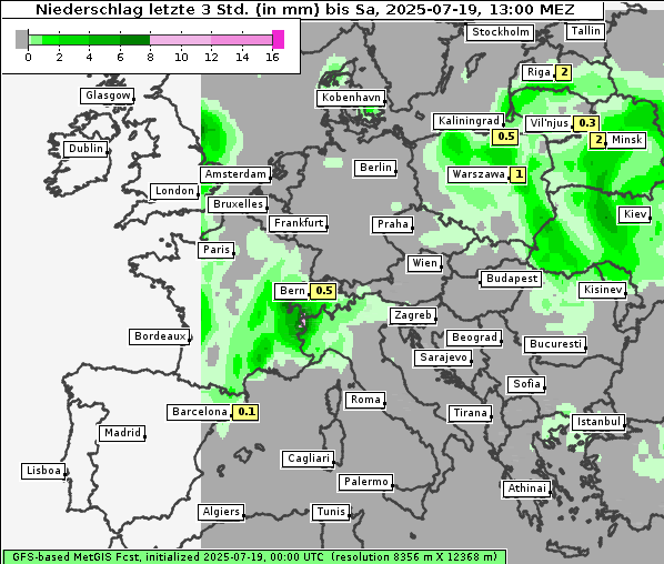 Niederschlag, 19. 7. 2025