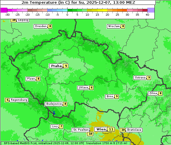 Temperatur, 7. 12. 2025
