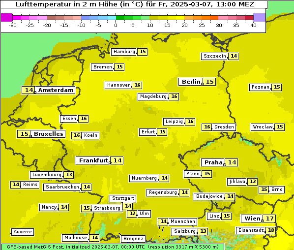 Temperatur, 7. 3. 2025