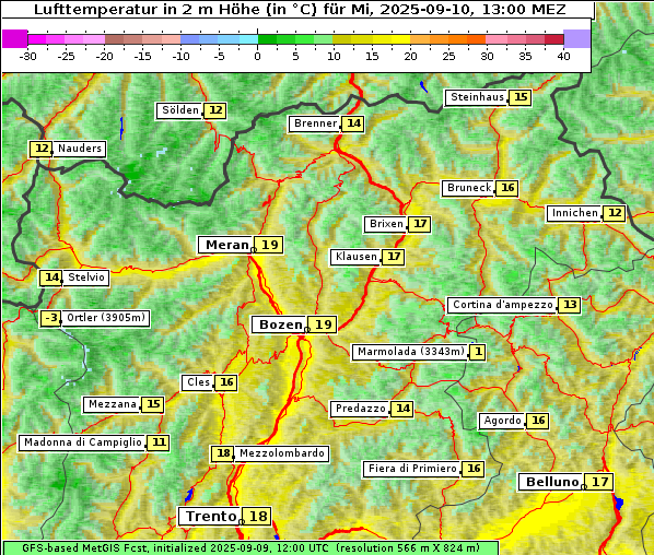 Temperatur, 10. 9. 2025