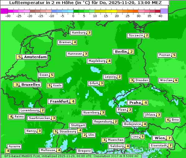 Temperatur, 20. 11. 2025
