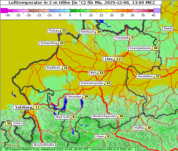 Temperatur, 8. 12. 2025