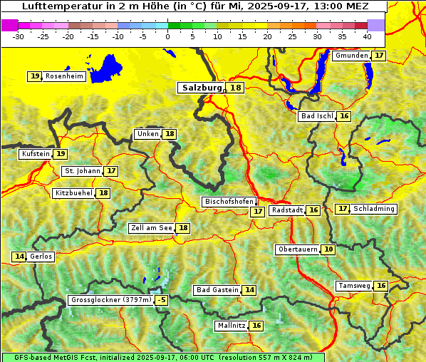 Temperatur, 17. 9. 2025