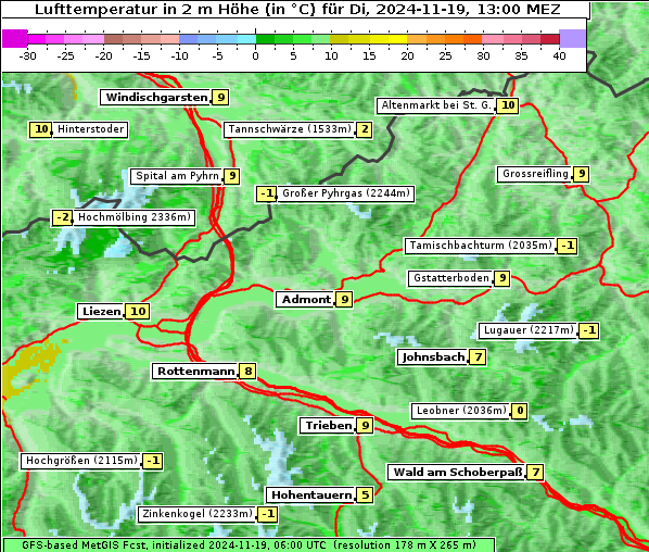 Temperatur, 19. 11. 2024