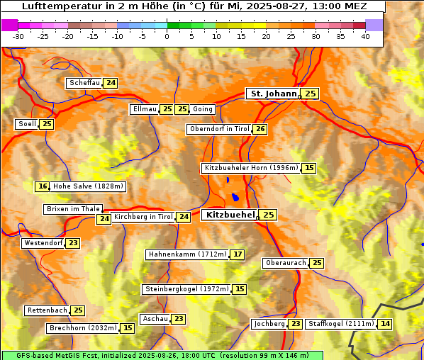 Temperatur, 27. 8. 2025