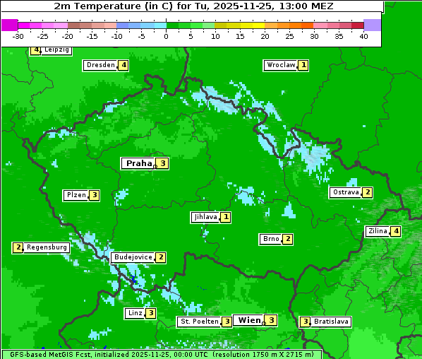 Temperatur, 25. 11. 2025