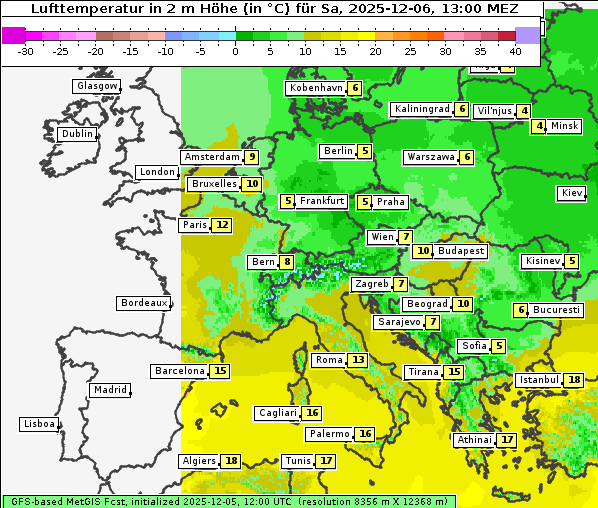 Temperatur, 6. 12. 2025