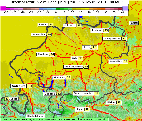 Temperatur, 23. 5. 2025