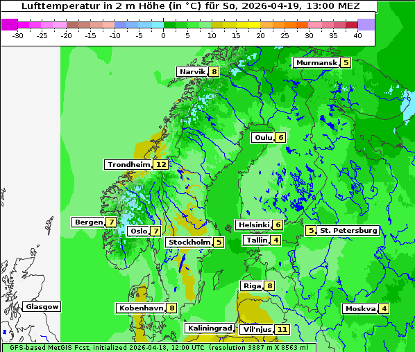 Temperatur, 19. 4. 2026