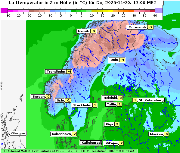 Temperatur, 20. 11. 2025