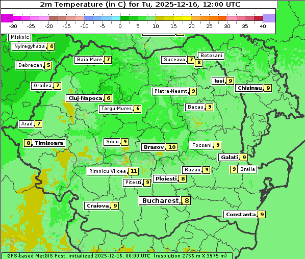 Temperatur, 16. 12. 2025