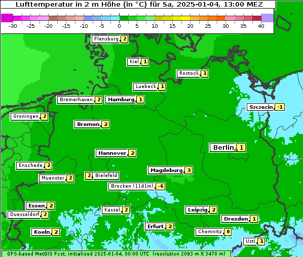 Temperatur, 4. 1. 2025