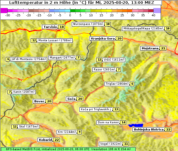 Temperatur, 20. 8. 2025