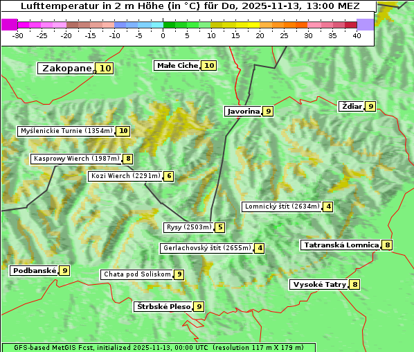 Temperatur, 13. 11. 2025