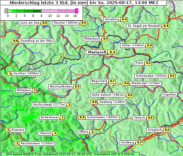 Niederschlag, 17. 8. 2025