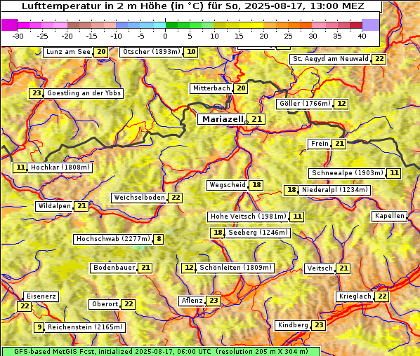 Temperatur, 17. 8. 2025