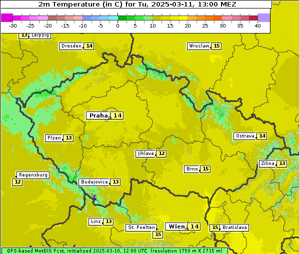 Temperatur, 11. 3. 2025