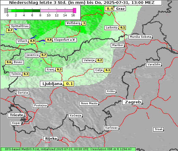 Niederschlag, 31. 7. 2025