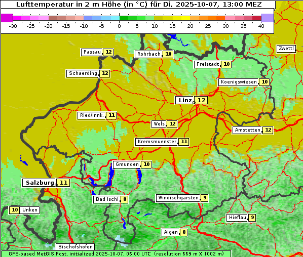 Temperatur, 7. 10. 2025