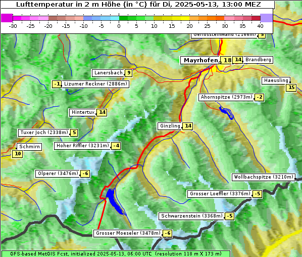 Temperatur, 13. 5. 2025