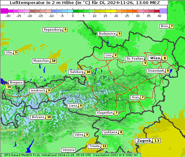 Temperatur, 26. 11. 2024