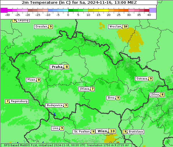 Temperatur, 16. 11. 2024