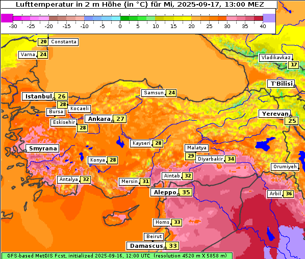 Temperatur, 17. 9. 2025