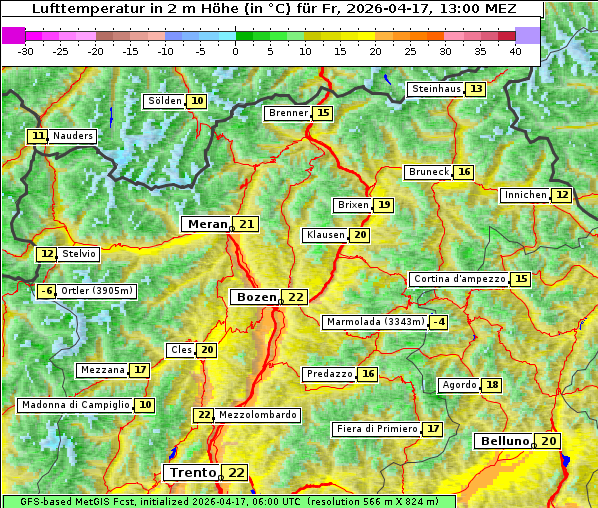 Temperatur, 17. 4. 2026
