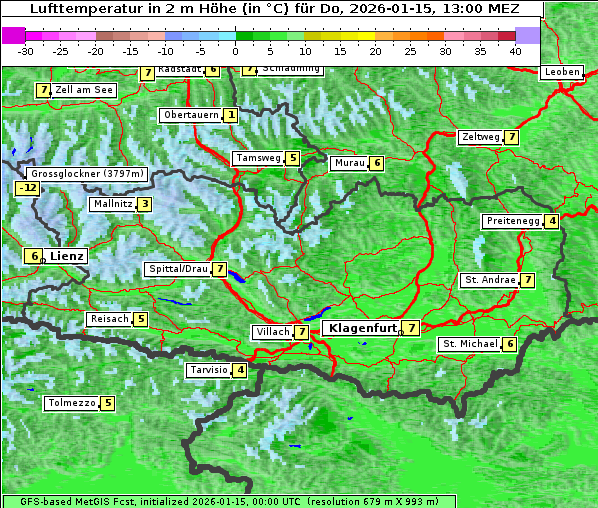 Temperatur, 15. 1. 2026