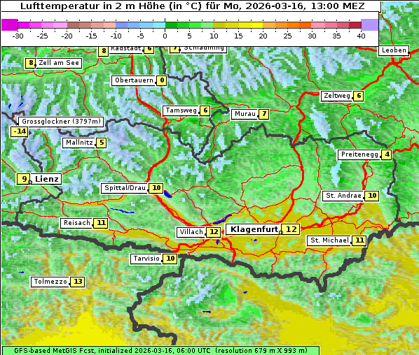 Temperatur, 16. 3. 2026