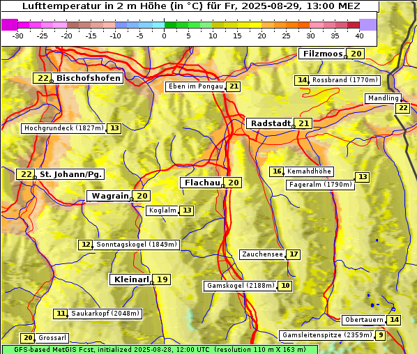Temperatur, 29. 8. 2025