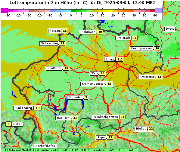 Temperatur, 4. 3. 2025