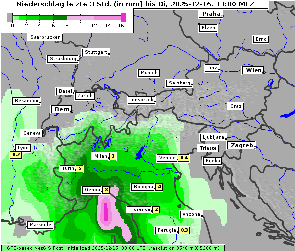 Niederschlag, 16. 12. 2025