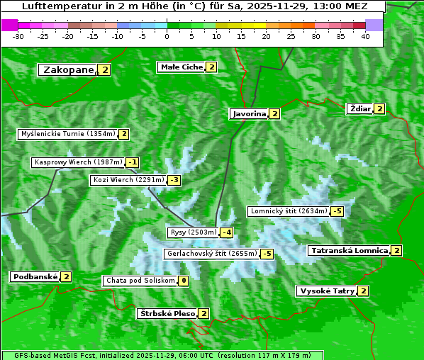 Temperatur, 29. 11. 2025