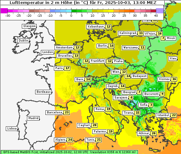 Temperatur, 3. 10. 2025