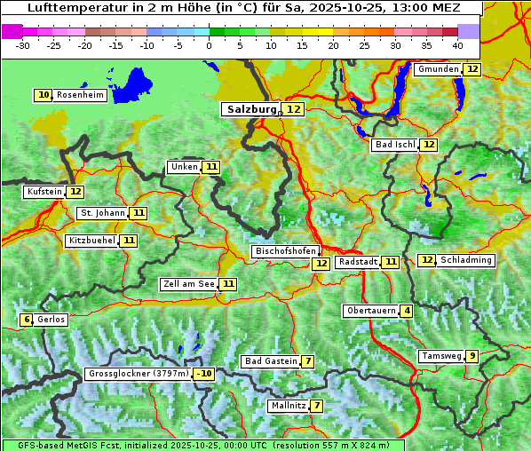 Temperatur, 25. 10. 2025