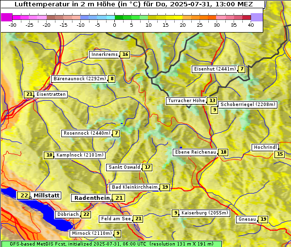 Temperatur, 31. 7. 2025