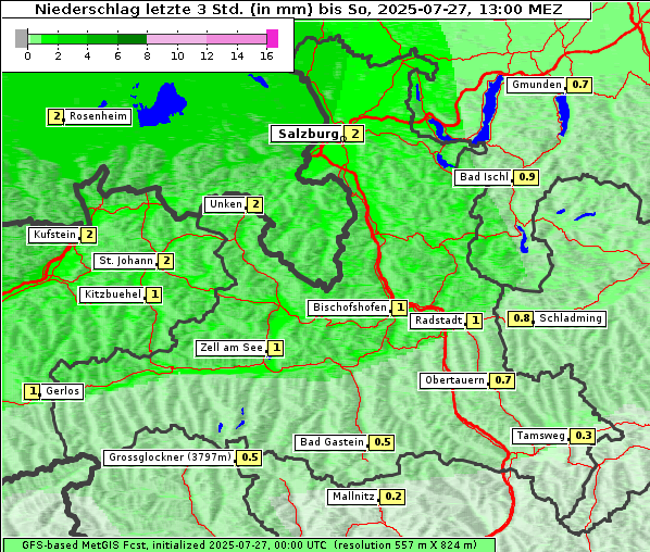 Niederschlag, 27. 7. 2025