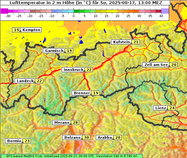 Temperatur, 17. 8. 2025