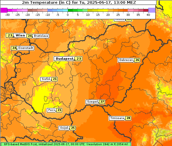 Temperatur, 17. 6. 2025