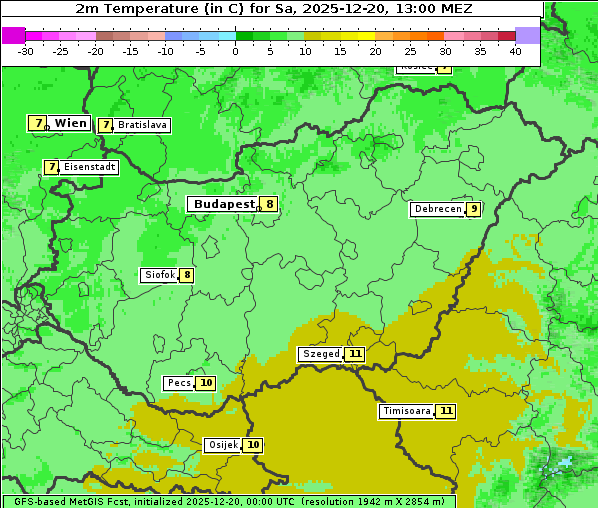 Temperatur, 20. 12. 2025