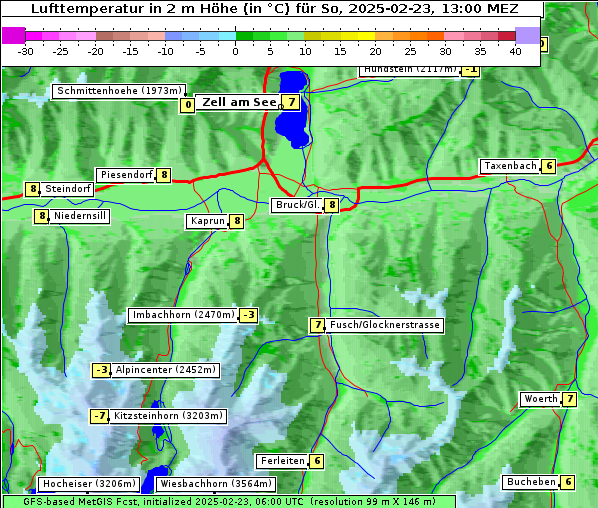 Temperatur, 23. 2. 2025