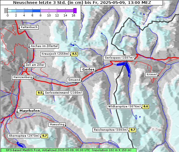 Neuschnee, 9. 5. 2025